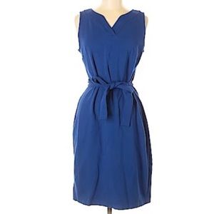 2/$30 Talbots EUC blue V-neck belted sleeveless dress size 8